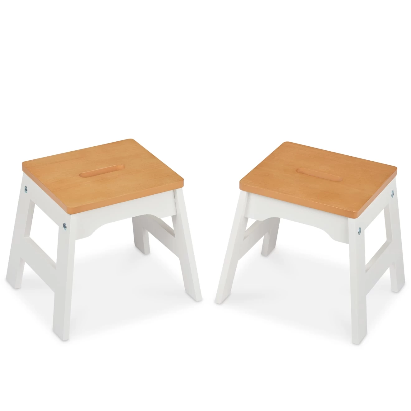 Melissa & Doug Wooden Stools - Set Of 2 (White/Natural) - Image 4