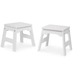 Melissa & Doug Wooden Stools - Set Of 2 (White)